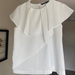 Zara White Short-Sleeve Blouse